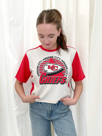 Chiefs Color Block Crop Tee