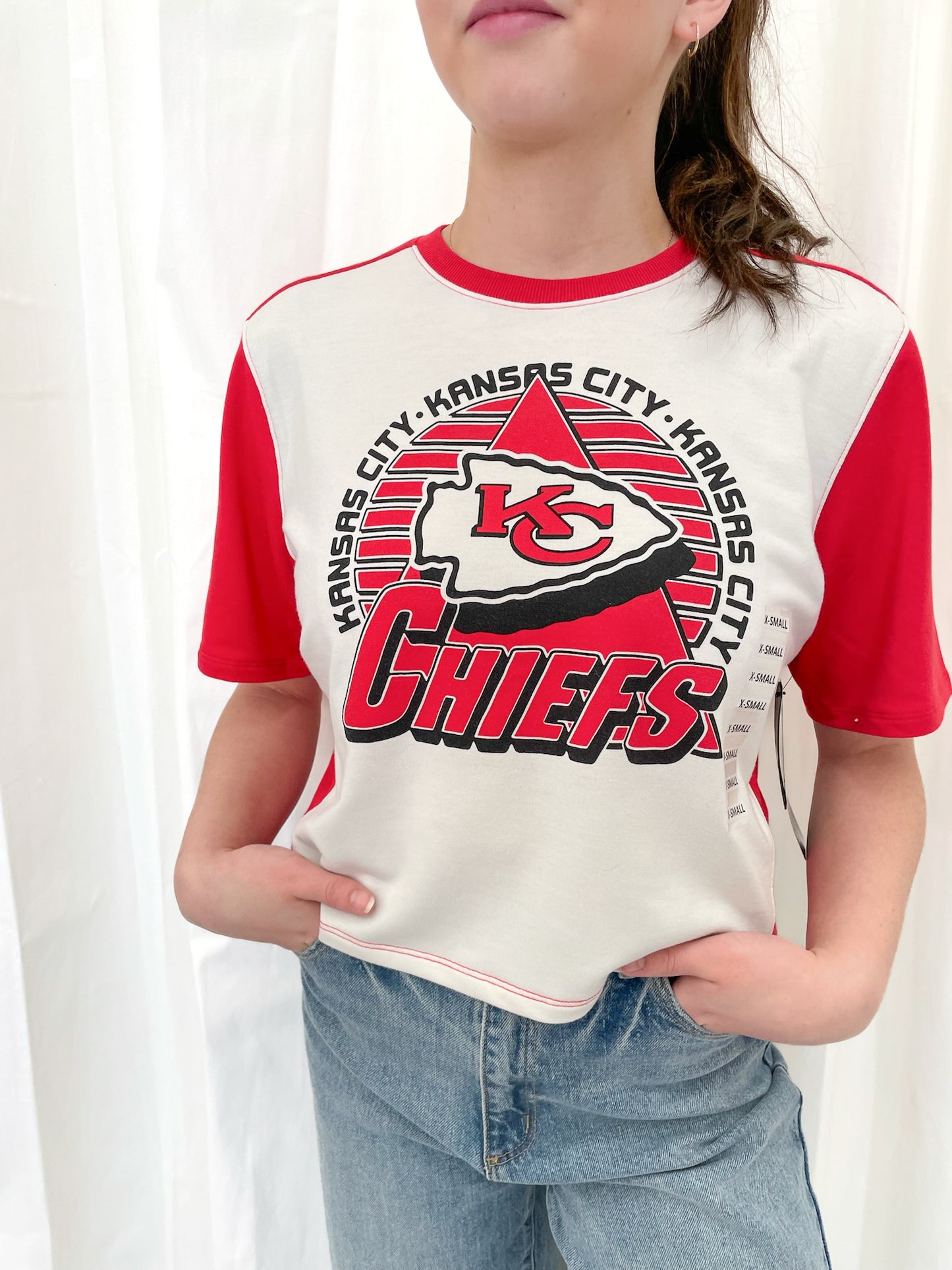 Chiefs Color Block Crop Tee