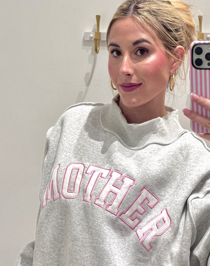 Mother Mockneck Sweatshirt - Grey / Pink