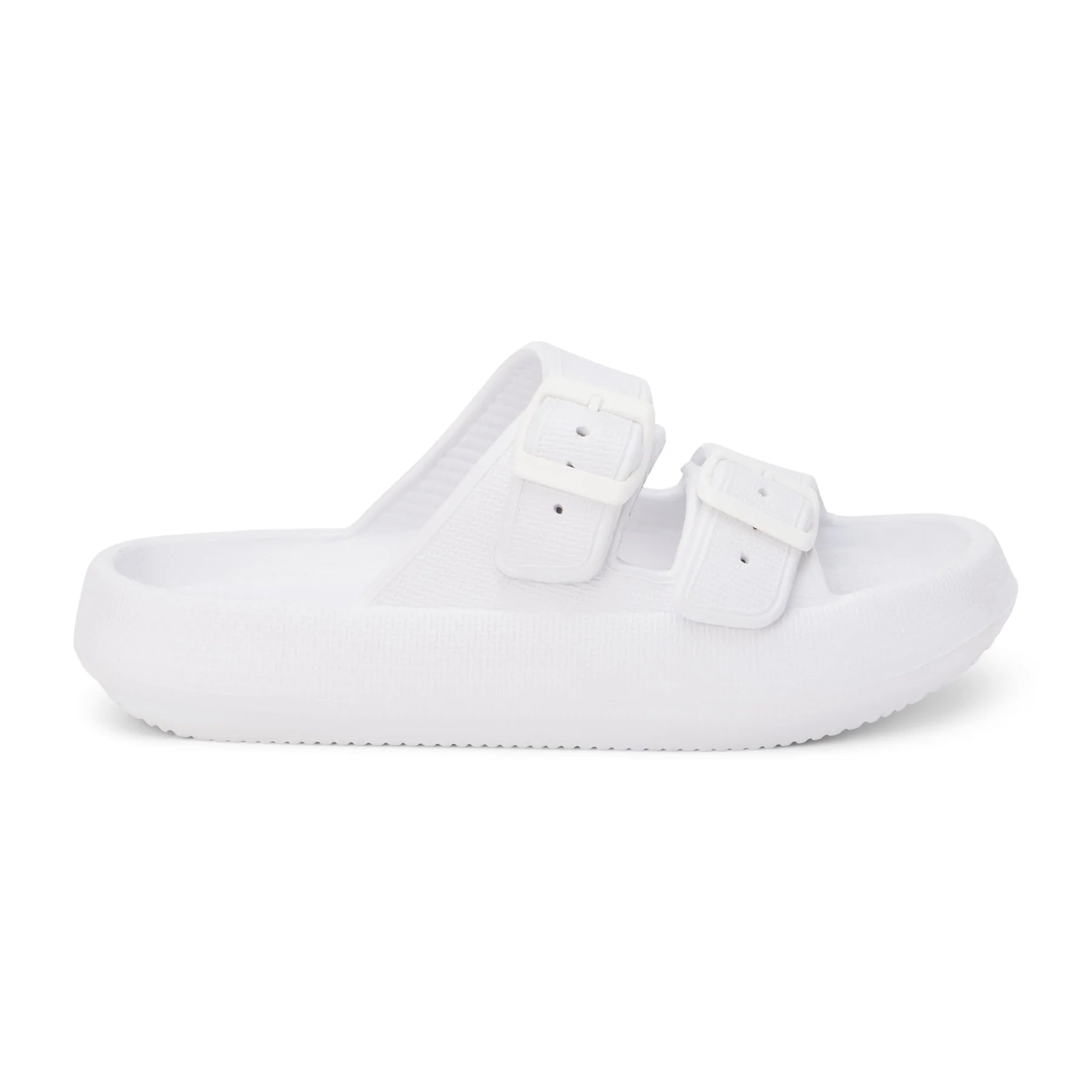 White Cushion Slide Sandals