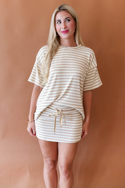 Pinstripe Skort - Beige & Cream