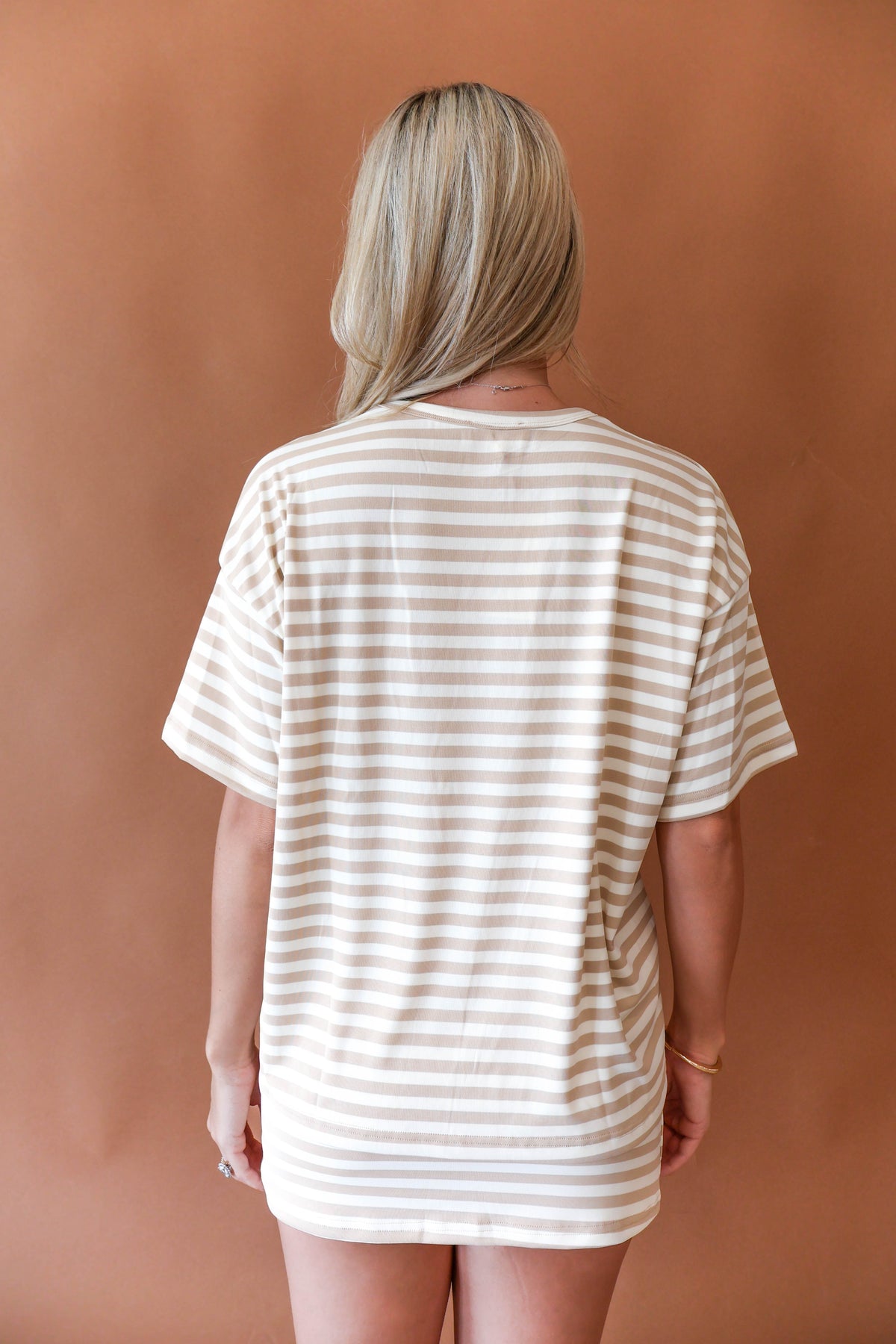 Pinstripe Top - Beige & Cream