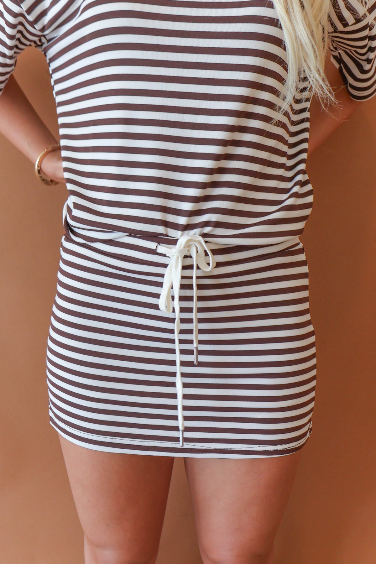 Pinstripe Skort - Brown & White