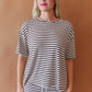 Pinstripe Top - Brown & White