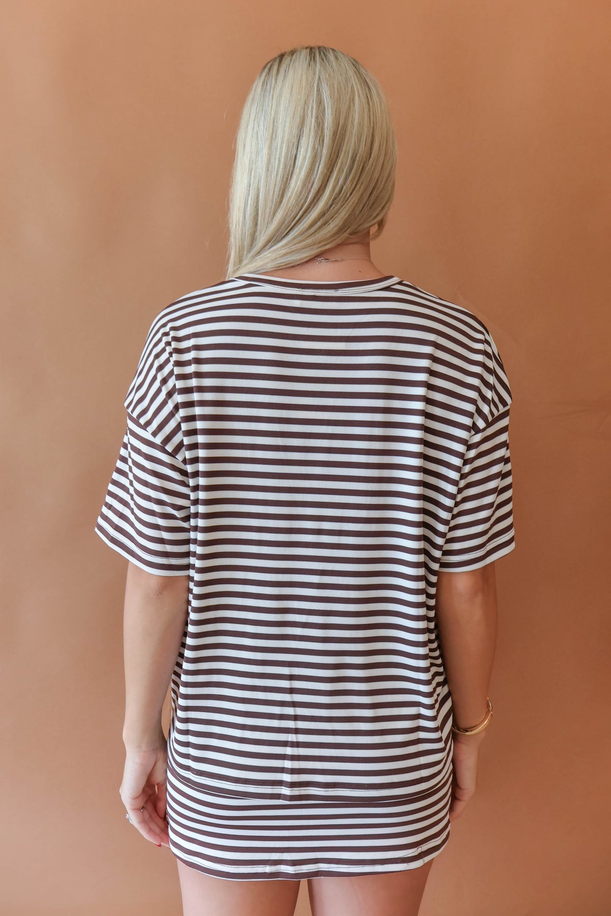 Pinstripe Top - Brown & White