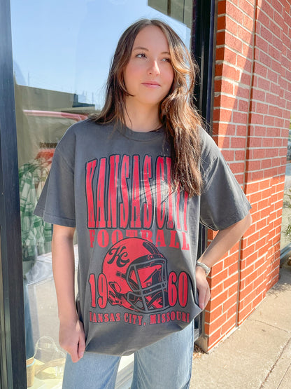 Kansas City Football Oversized Tee - Pepper