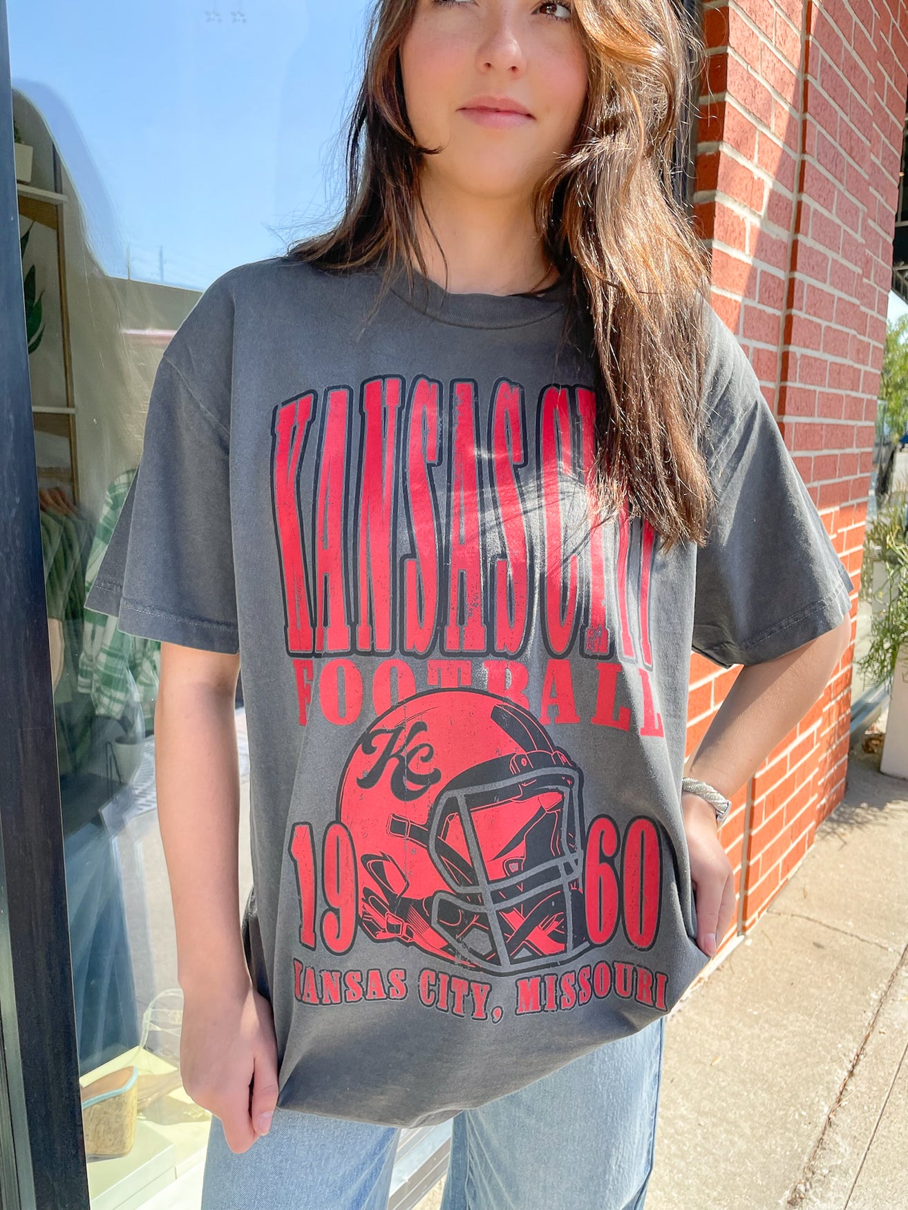 Kansas City Football Oversized Tee - Pepper