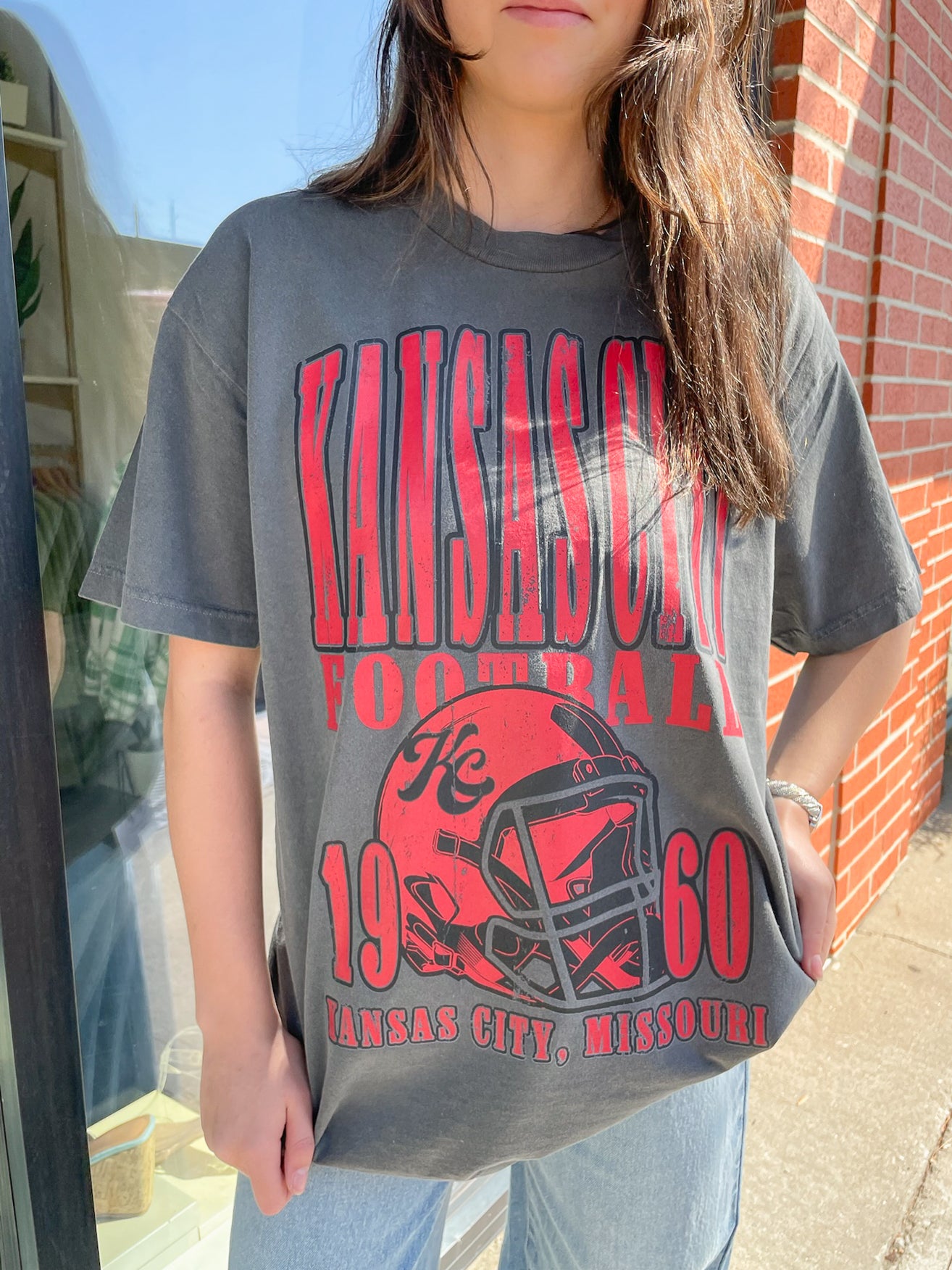 Kansas City Football Oversized Tee - Pepper