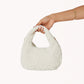 White shearling shoulder bag purse
