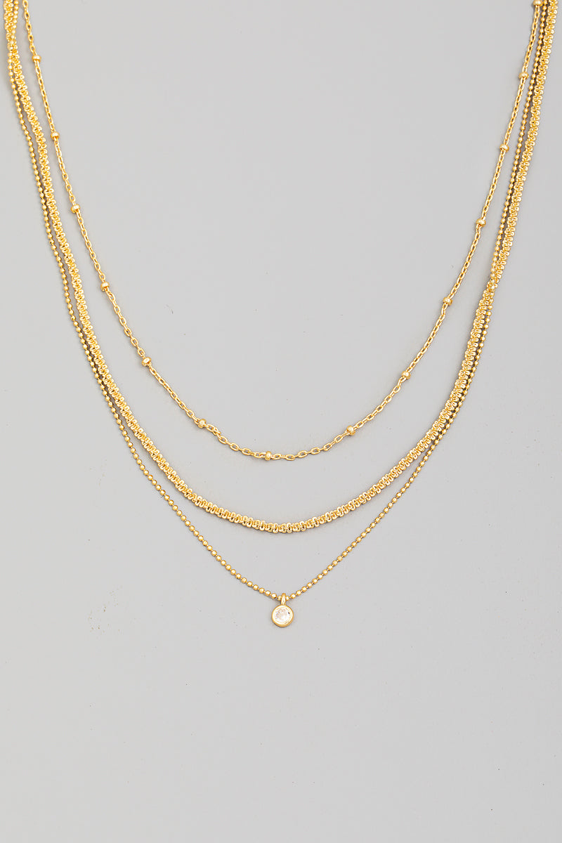 Stud Charm Layered Necklace - Gold