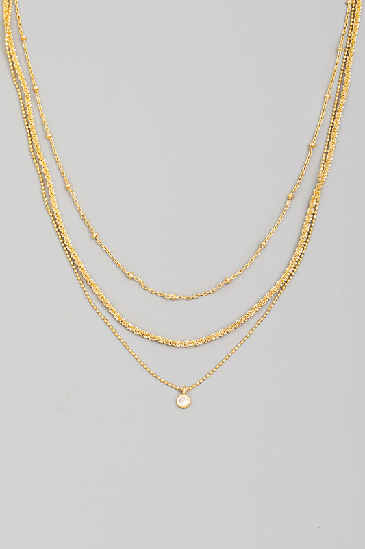 Stud Charm Layered Necklace - Gold