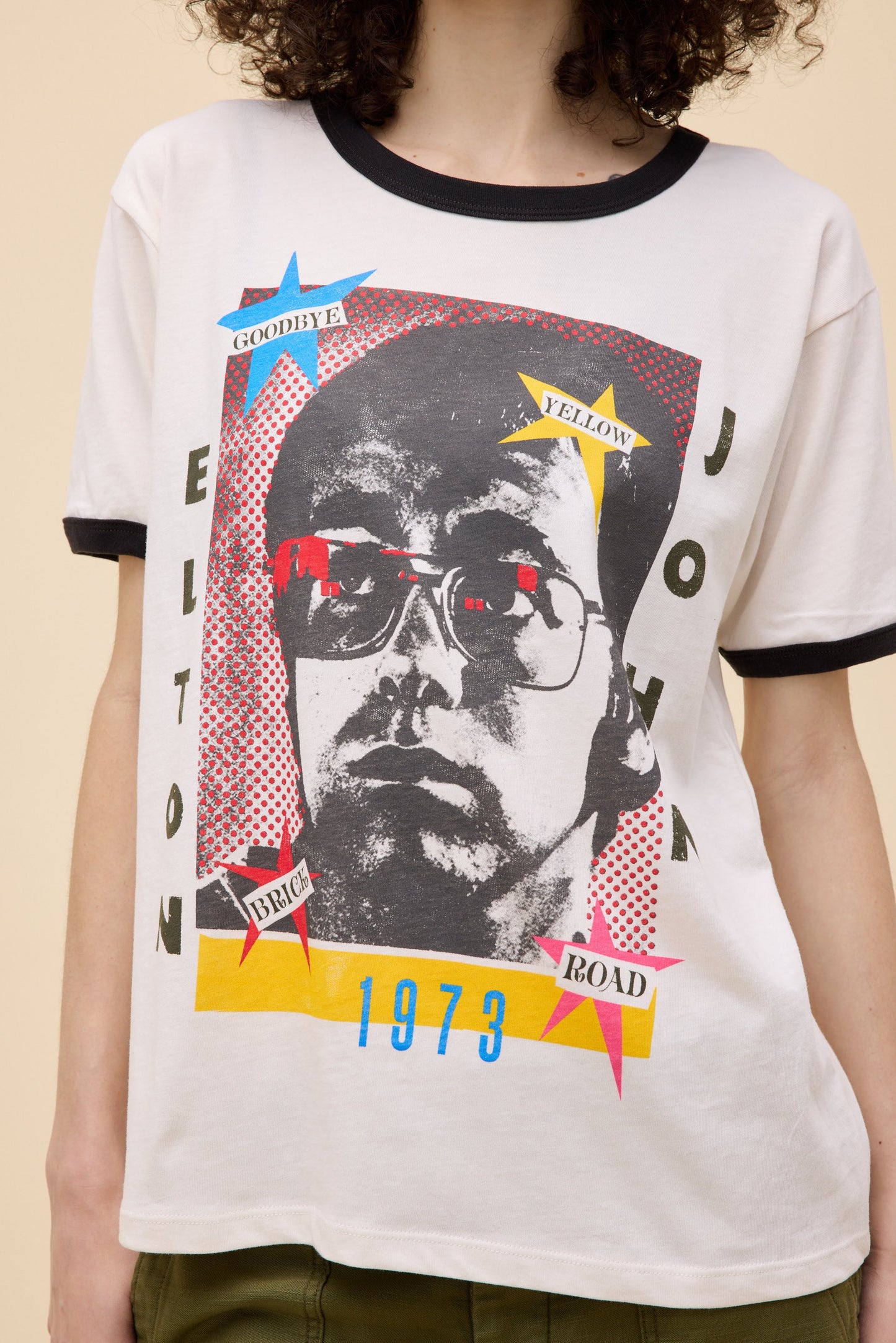 Elton John 1973 Pop Art Oversized Ringer Tee