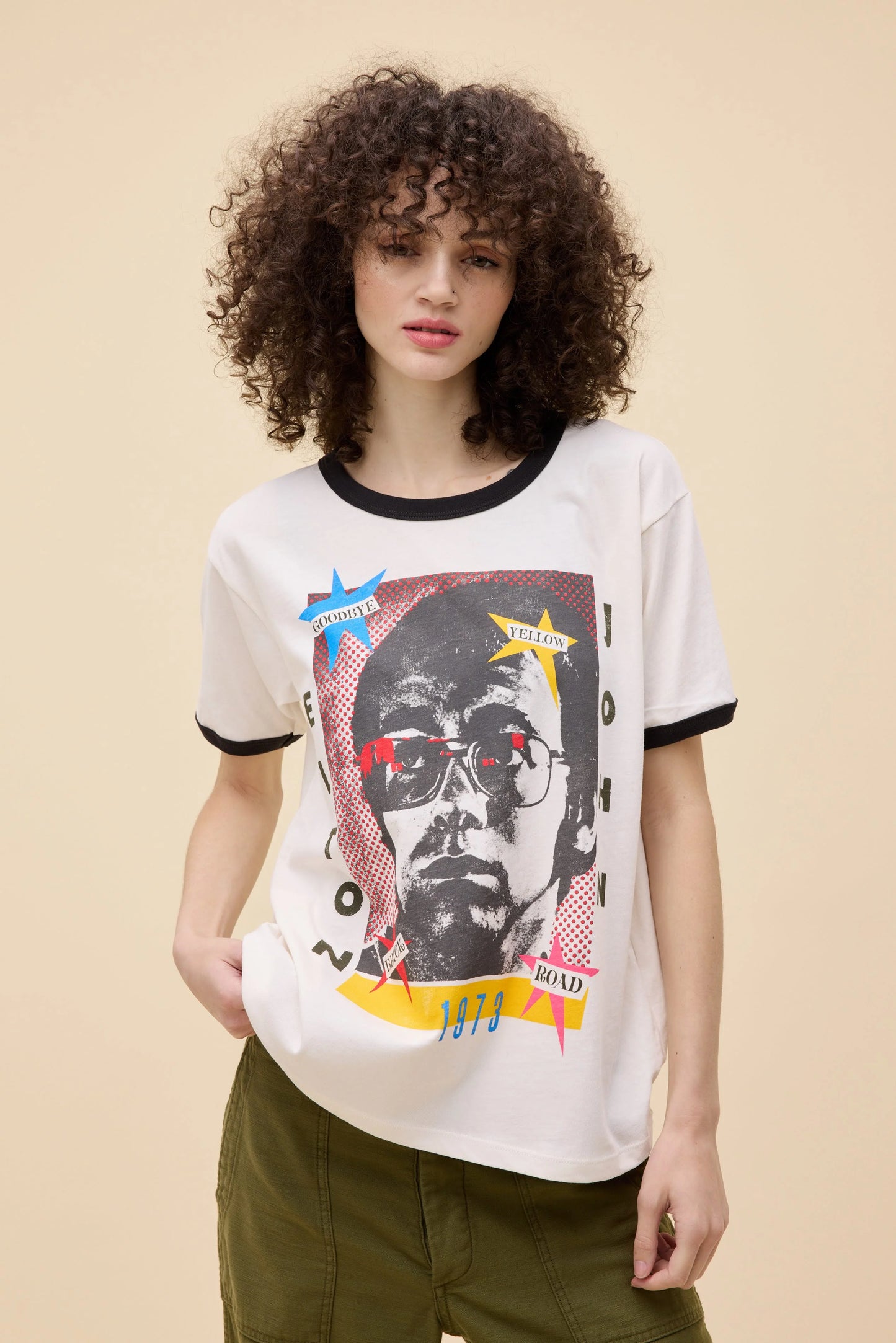 Elton John 1973 Pop Art Oversized Ringer Tee
