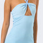 up close of the halter neck and keyhole