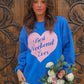 Blue Sweatshirt With Pink Heart That Says Best Weekend Ever