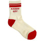 White sock with red accents and 'Kansas City' text on a white background