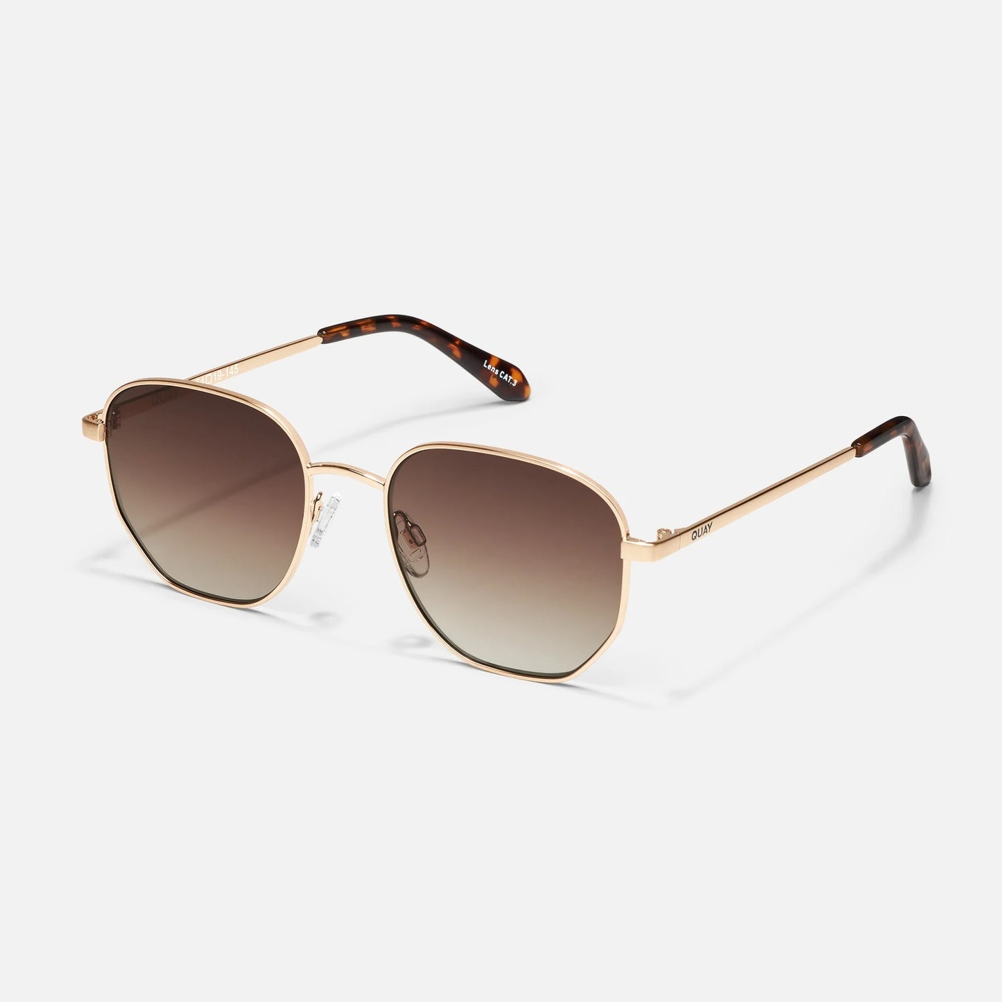 QUAY SUNGLASSES - Big Time - Gold/Brown