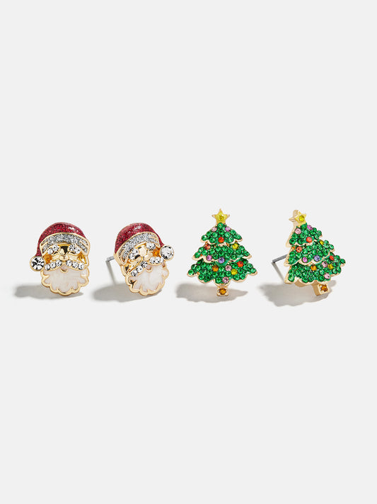 Spruced Up Santa Earring Set