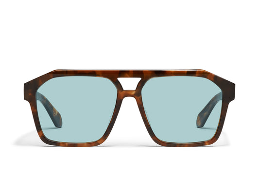 QUAY SUNGLASSES - Soundcheck - Amber Tort Frame / Aqua Lens