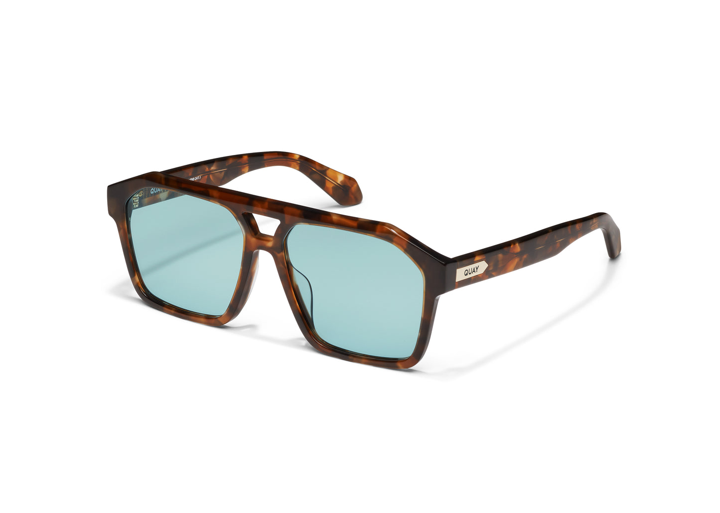 QUAY SUNGLASSES - Soundcheck - Amber Tort Frame / Aqua Lens