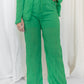 Basil green long sleeved top and pant set.